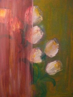 Rideau sur tulipes blanches